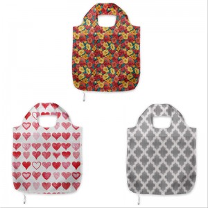 Eco-Friendly Customized Recycling Reusable Foldable Polyester RPET Shopping Bag With Pouch for Supermarket Grocery
