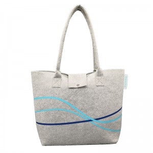 Recycling reusable durable felt shopping tote bag with a small pocket