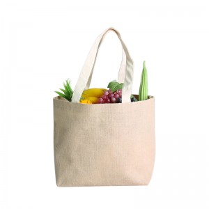 Sedex Wholesale fashion cheap plain burlap jute beach tote bag women shopping bag with canvas handle