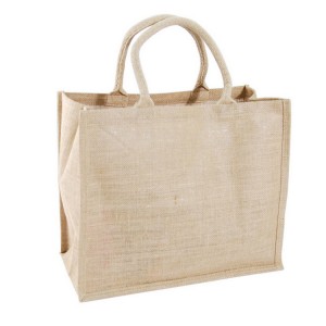 Wholesale cheap plain burlap jute beach tote bag women shopping bag