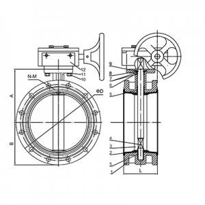 FD01-BV1DF-2G(Double flanged Butterfly Valve–Gear box Operation)