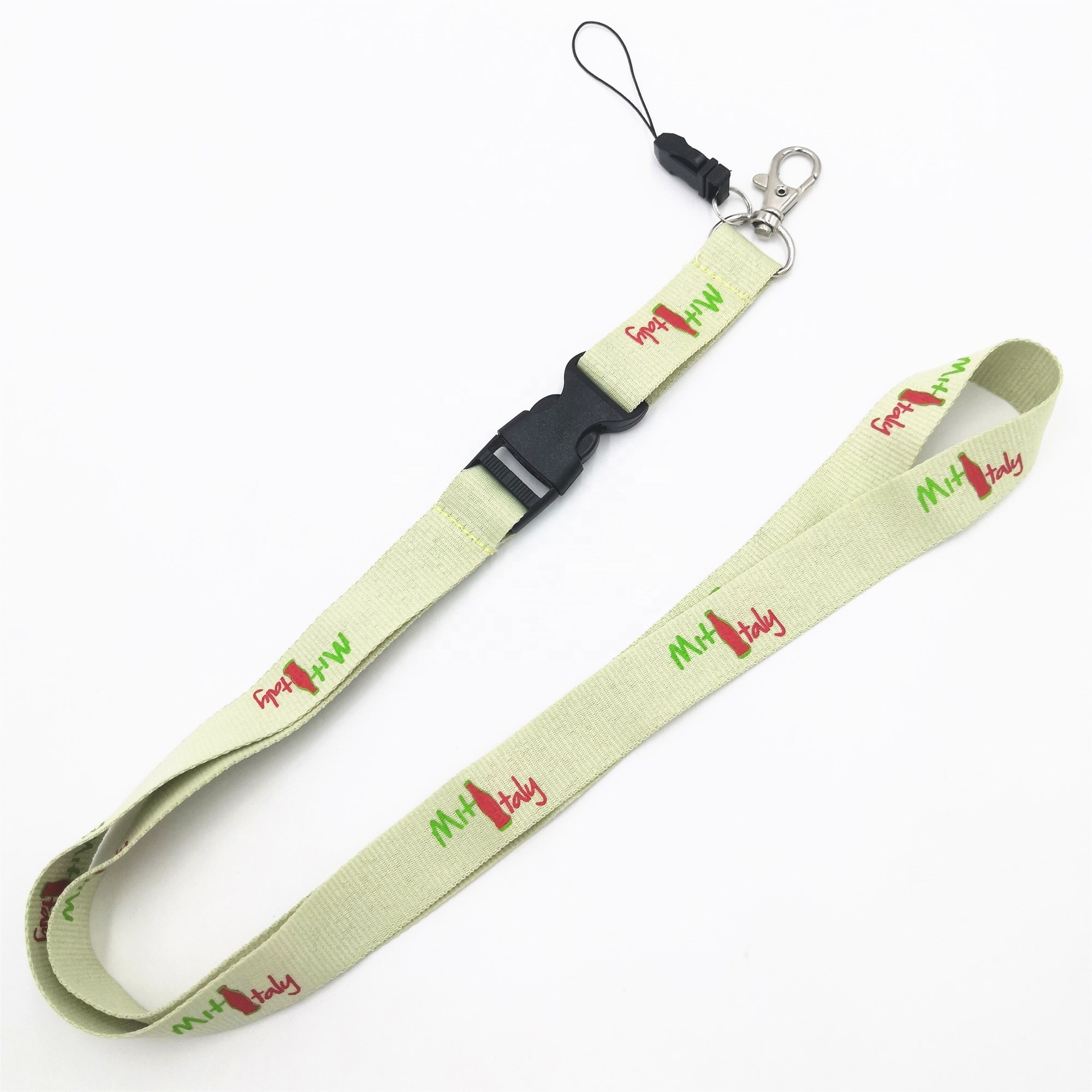 China Cheap price Sublimation Printing Lanyard – Light color custom polyester silk printing plastic buckle phone holder lanyard – Bison