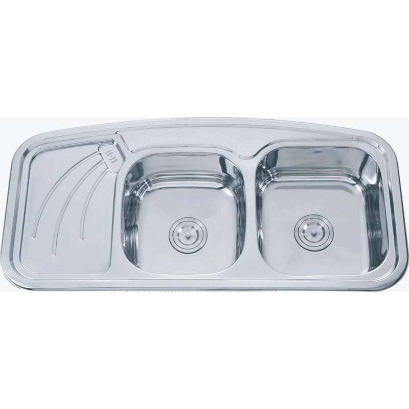 Hot sale Factory Stainless Wall Shelves Kitchen - Double Bowls With Panel DS10550 – Jiawang