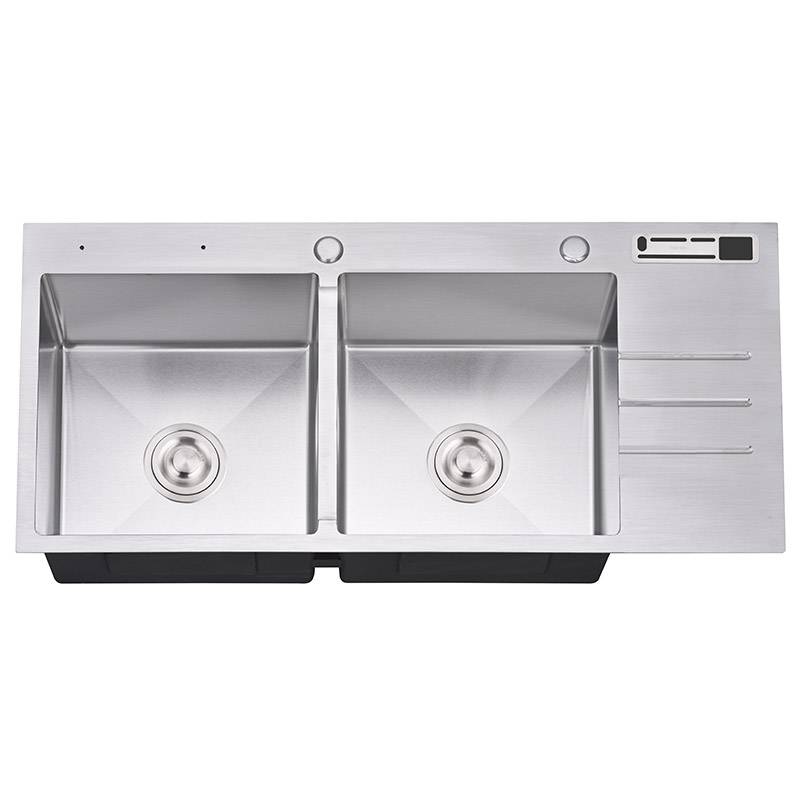OEM/ODM Factory Chinese Kitchen European Style Good Sanitary Ware Stainless Steel Single Over Sink Dish Rack Kitchen Sink - Handmade Double Bowls HM10048B – Jiawang