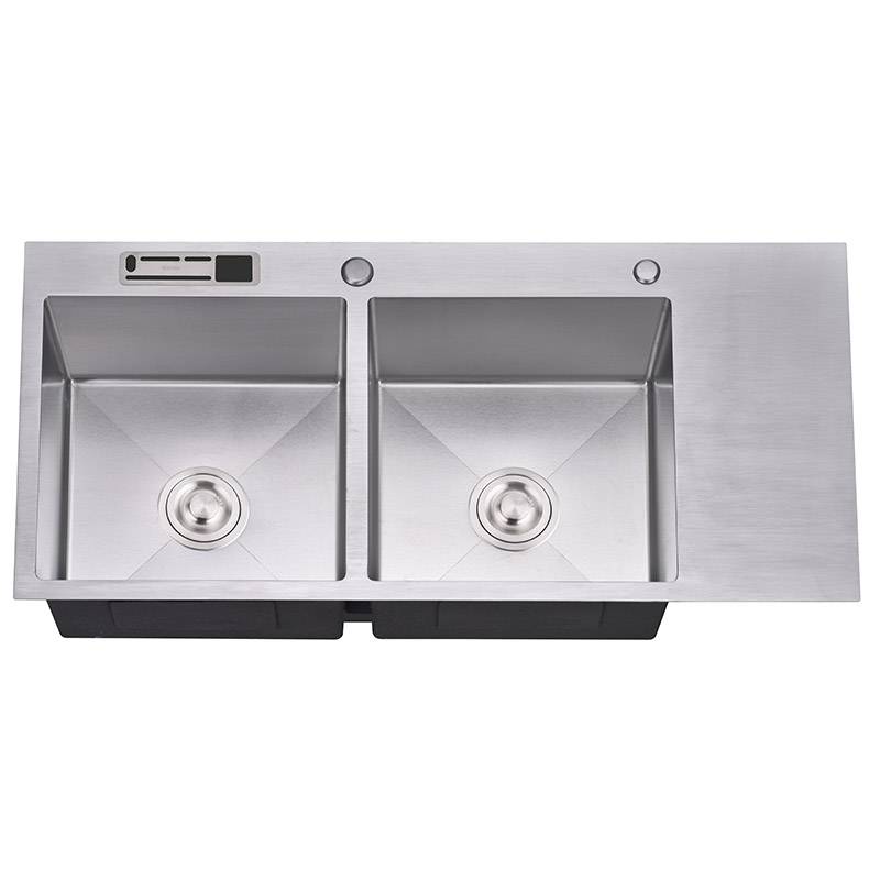 Chrome Kitchen Faucet - Handmade Double Bowls HM10048C – Jiawang