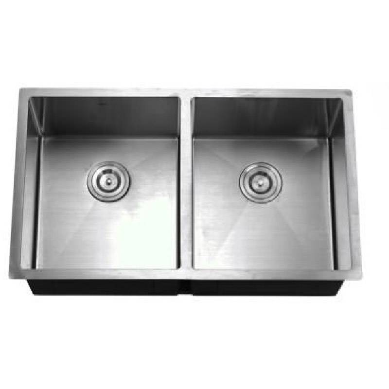Factory Supply Handmade Kitchen Sink - Double Bowls without Panel HM8446 ABC – Jiawang