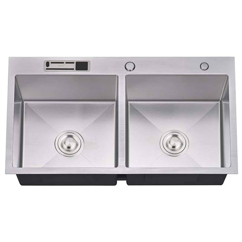Factory supplied 82 Handle Kitchen Faucet - Handmade Double Bowls HM8448 – Jiawang