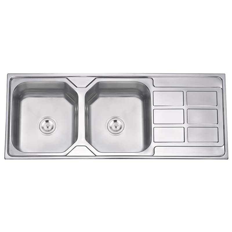10050 China Heat Sink Stainless Steel Kitchen Sink Copper Display Sink Wy10050b - Double Bowls With Panel KH12050 – Jiawang