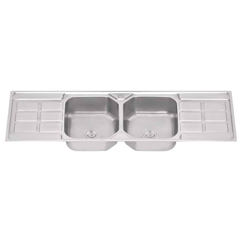 Double Bowl Sink Royal With Garbage Bin - Double Bowls With Panel KS15050E – Jiawang