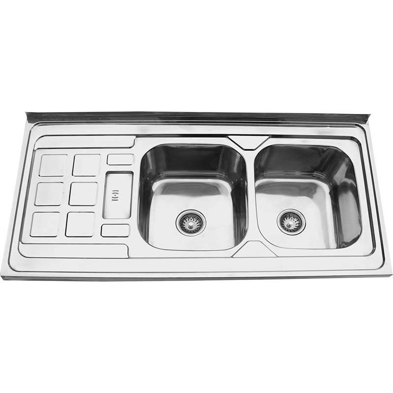 Inox Kitchen Sink - Double Bowls With Panel RS12060 – Jiawang