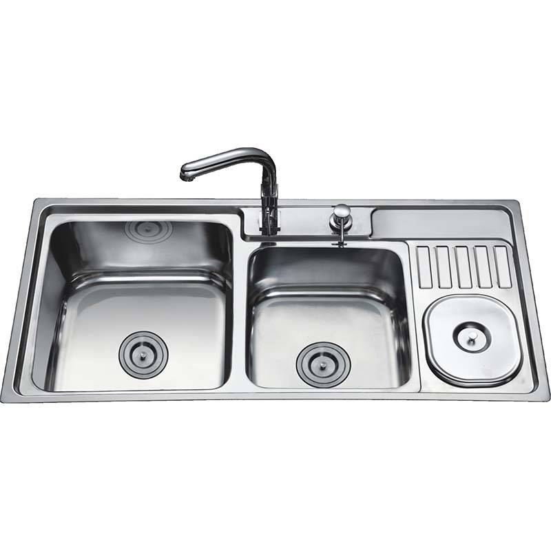 Factory Price 201 Stainless Steel Kitchen Sink - Double Bowls With Panel RS9546A – Jiawang
