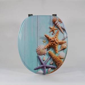 HJR- PV3P027 Wooden and star fish toilet seat cover