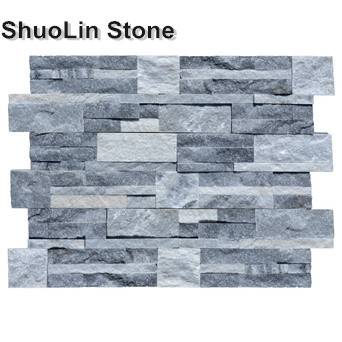 Natural Stone Quartzite Ledger Panels Alaska grey Stack Stone panels 18x35cm S Shape