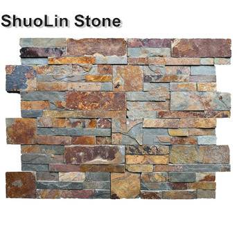 18x35Cm Natural Rusty Slate Stacked Stone Panel For TV Feature Wall With Competieve Price