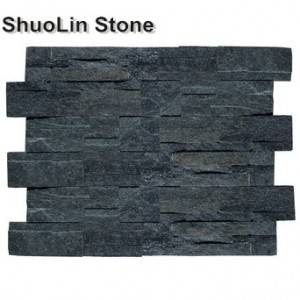 Black Decorative Exterior Interior Veneer Panel Natural Slate Split Face Tiles Stacked Stone Wall Cladding Suppliers
