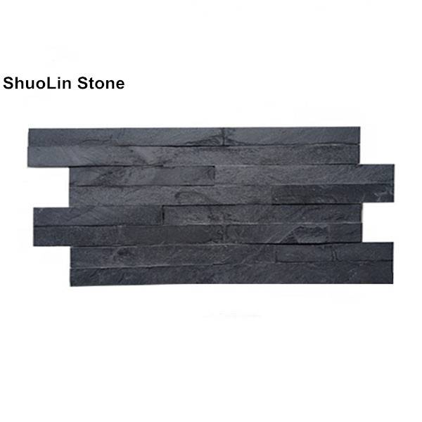 Black Slate Exterior Decorative Stacked Stone Wall Cladding