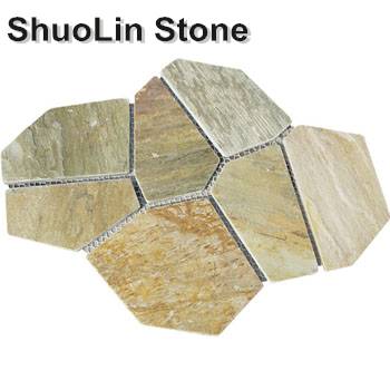 Cheap Nature Beige Slate Paving Stone/Wall Stone/Flooring Net Paste