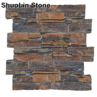 Natural Rusty Z Shape Cement Base Ledge Stone For Outside Wall Decorative