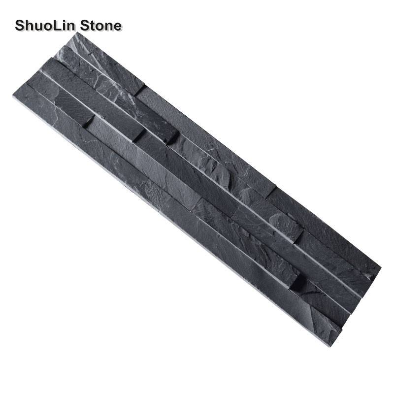 Black Slate Natural Stone Veneer / External Stone Wall Cladding Ledge/Ledge Stone