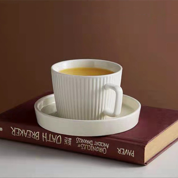 Corrugated ceramic coffee cup, coffee mug