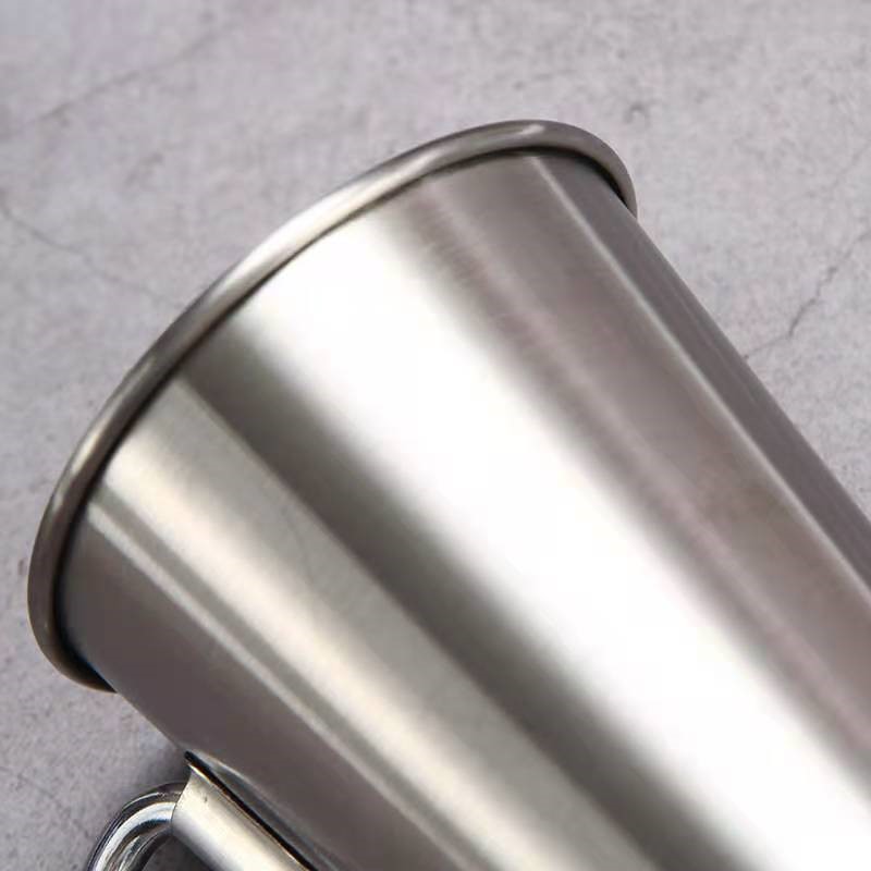 stainless steel coffee cup with rolled edge