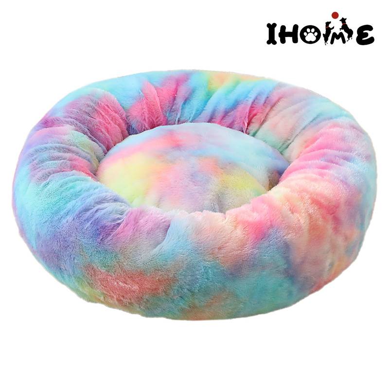 Soft Plush Dog Bed, Round Donut Pet Sofa，colorful dog mat,dog bed,warm dog bed,dog doughnut bed Featured Image