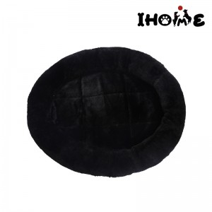 Reliable Supplier Strong Dog Mat - Soft Black Plush Dog Bed, Round Donut Pet Sofa – Ihome
