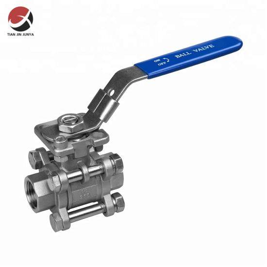 3PC Bsp Screw Ends Stainless Steel Ball Valve with Mounting Pad