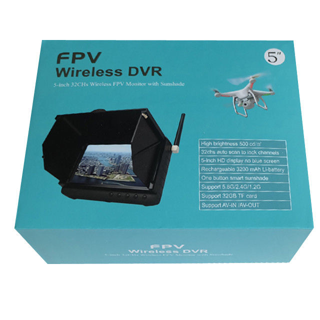 1.2Ghz Ground Station HD Wireless 5 inch FPV Monitor / Receiver Support 32GB TF Card