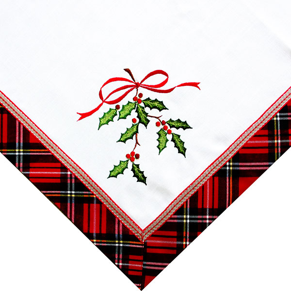 Square Christmas embroidered tablecloth. WHL2396