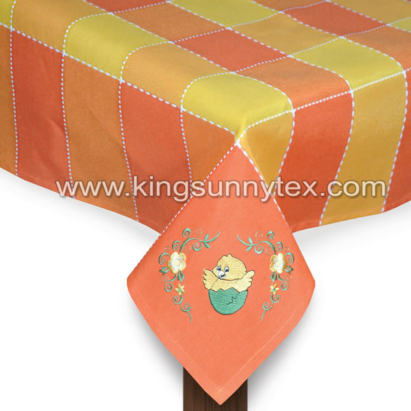 Orange Chick Embroidery Tablecloth For Easter