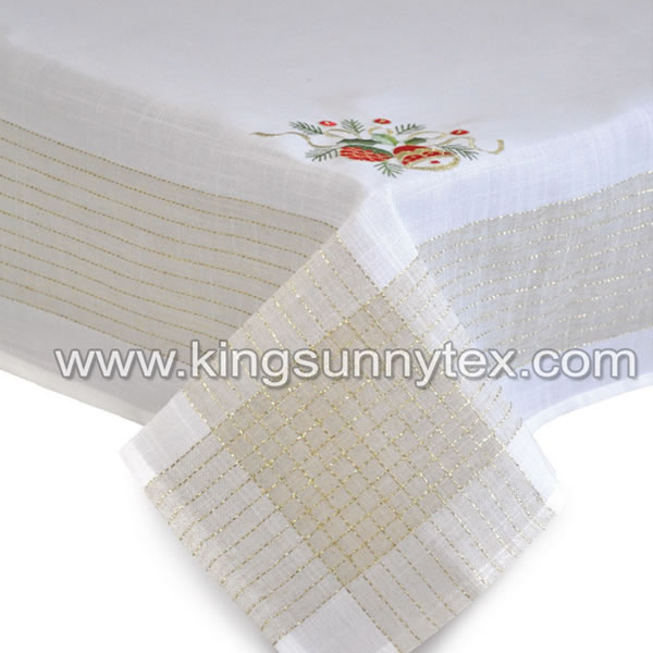 White Bell Embroidery Gold Lurex Thread Fabric For Christmas