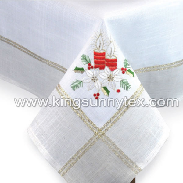 2021 Good Quality Jute Table Runner - White Candle Embroidery Wide Gold Lurex Thread Fabric For Christmas – Kingsun