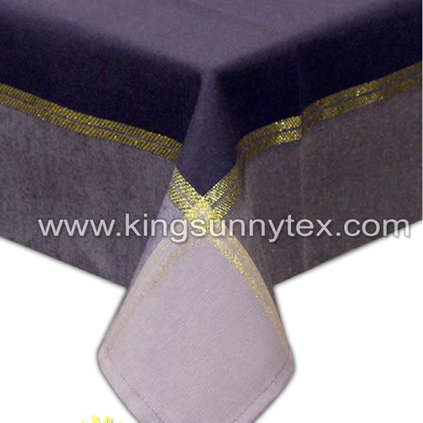 Purple Table Cloth With Gold Thread