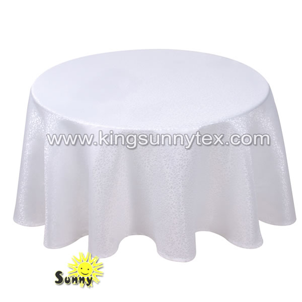 White Round Polyester Tablecloths For Wedding