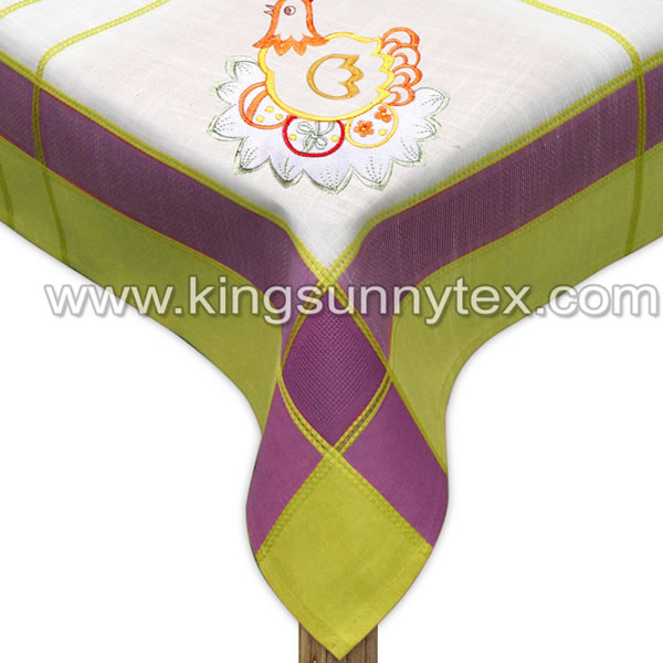 China wholesale Embroidered Table Runner - Beautiful Chicken Design Easter Tablecloth – Kingsun