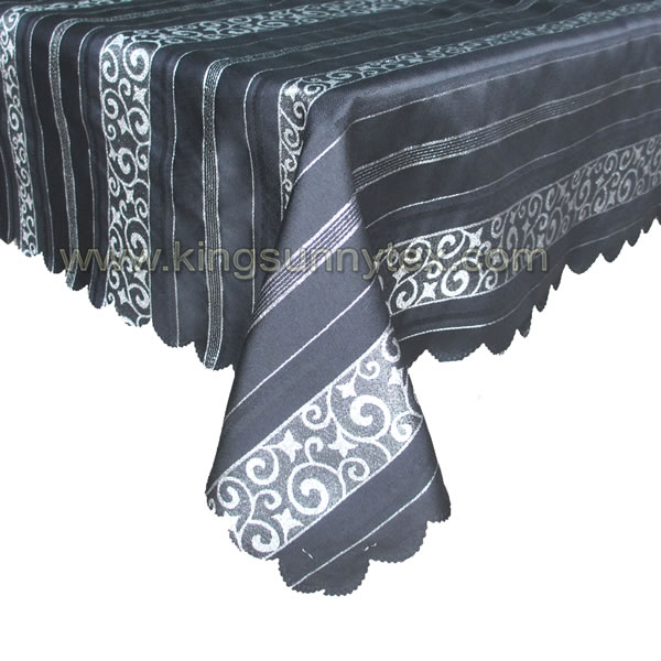 100% Polyester Jacquard Tablecloth In Black Colour