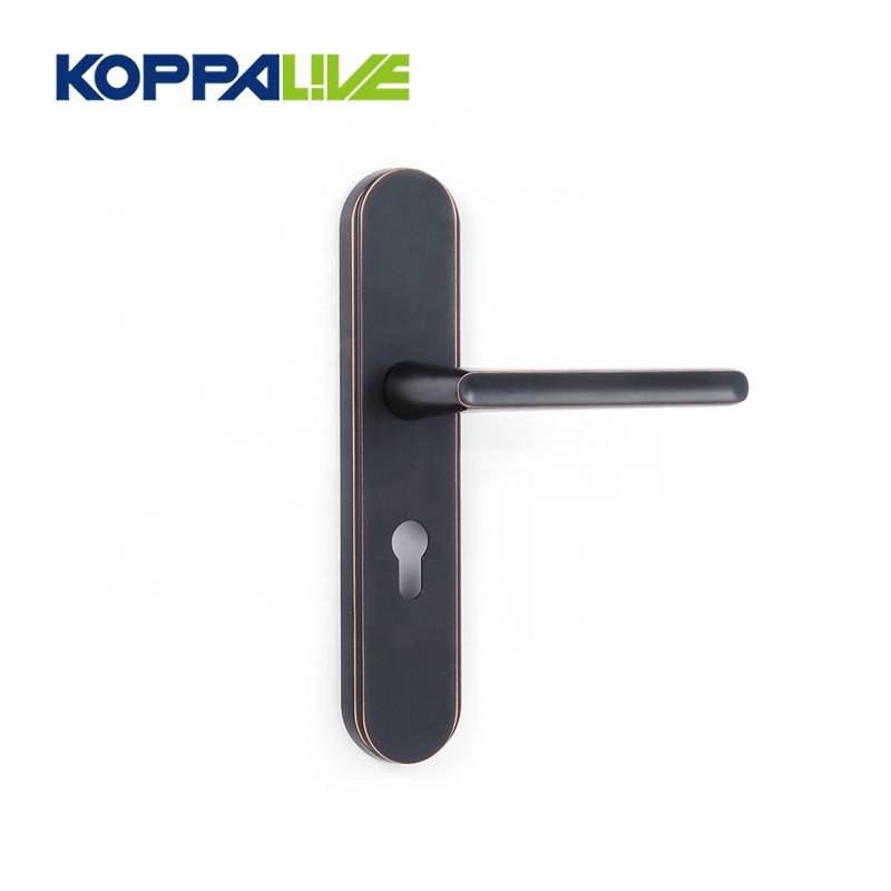 Zinc alloy furniture door hardware locks interior square handle on plate