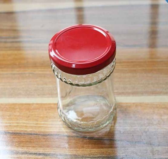240ml glass jar for food with red cap