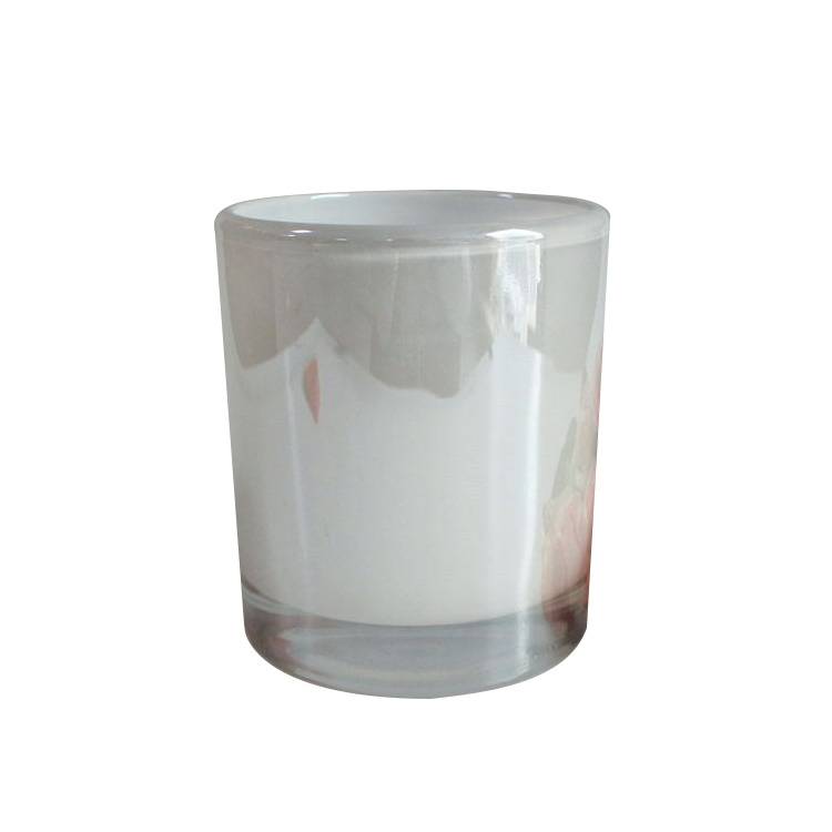 LX-GB030 615ml glossy white glass round candle tumblers unique candle jars wholesale