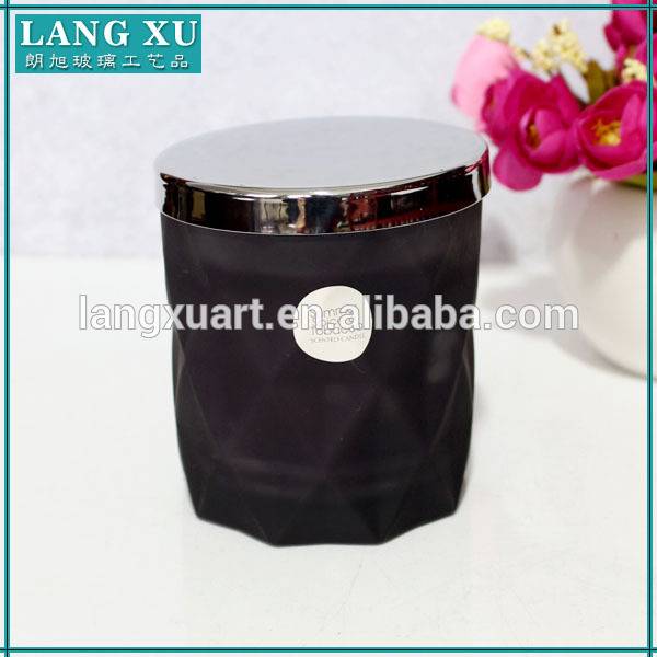 diamond cut glass jar for bulk candle wax