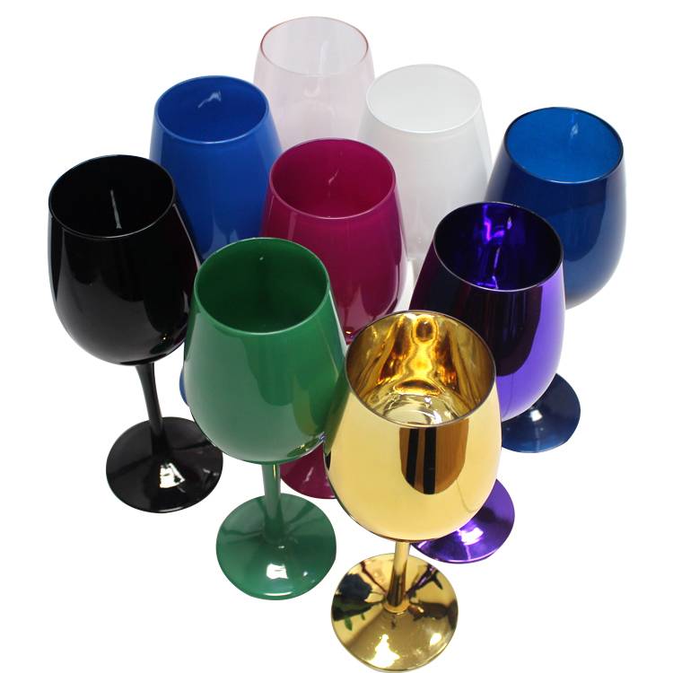 420ml Chinese factory colored wedding red wine glass goblet with gold plating