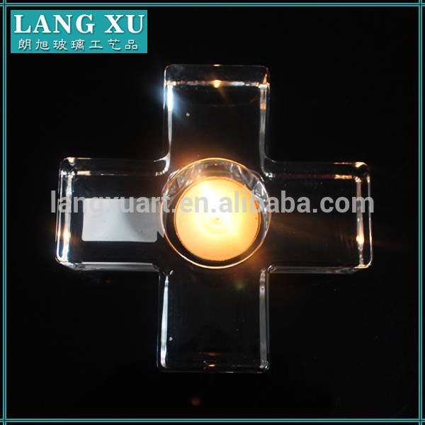 langxu cross shape tealight clear glass candle holder