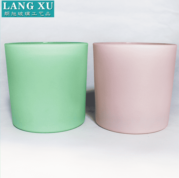 LX-10*10 12 OZ home decoration matte frosted candy colored glass candle jar