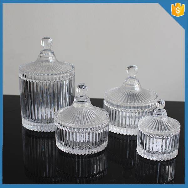 decorative fancy empty glass vintage candle jars and glass lids for scented candle