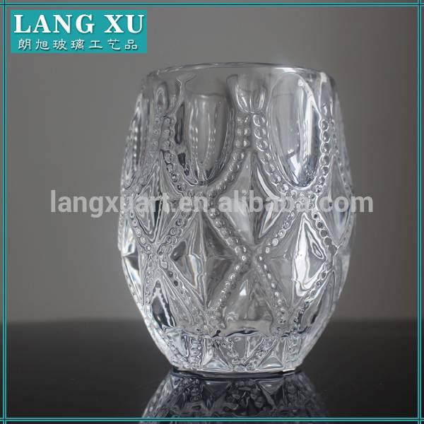 Diamond cut apiz lotus candle holder glass tumblers for candles