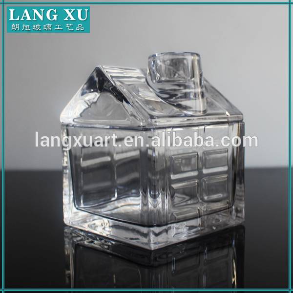 House shape clear glass nuts storage jar