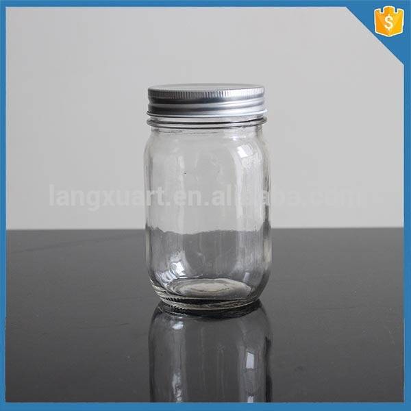 Round glass mason jar 500ml empty glass jar with screw lids best price
