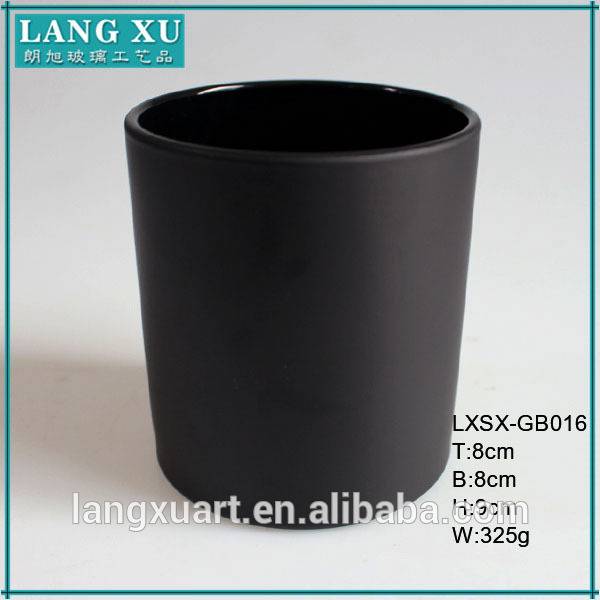 LXSX-GB016 black frosted recycled glass candle jars
