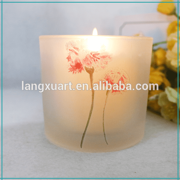 LX-067T matte white flower leaf glass holder for votive candle